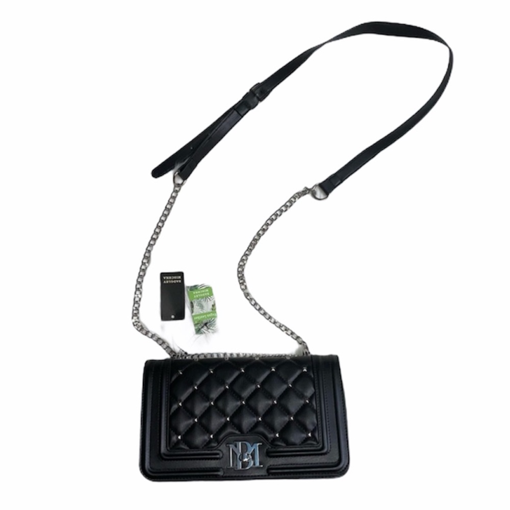 Badgley Mischka black studded quilted purse